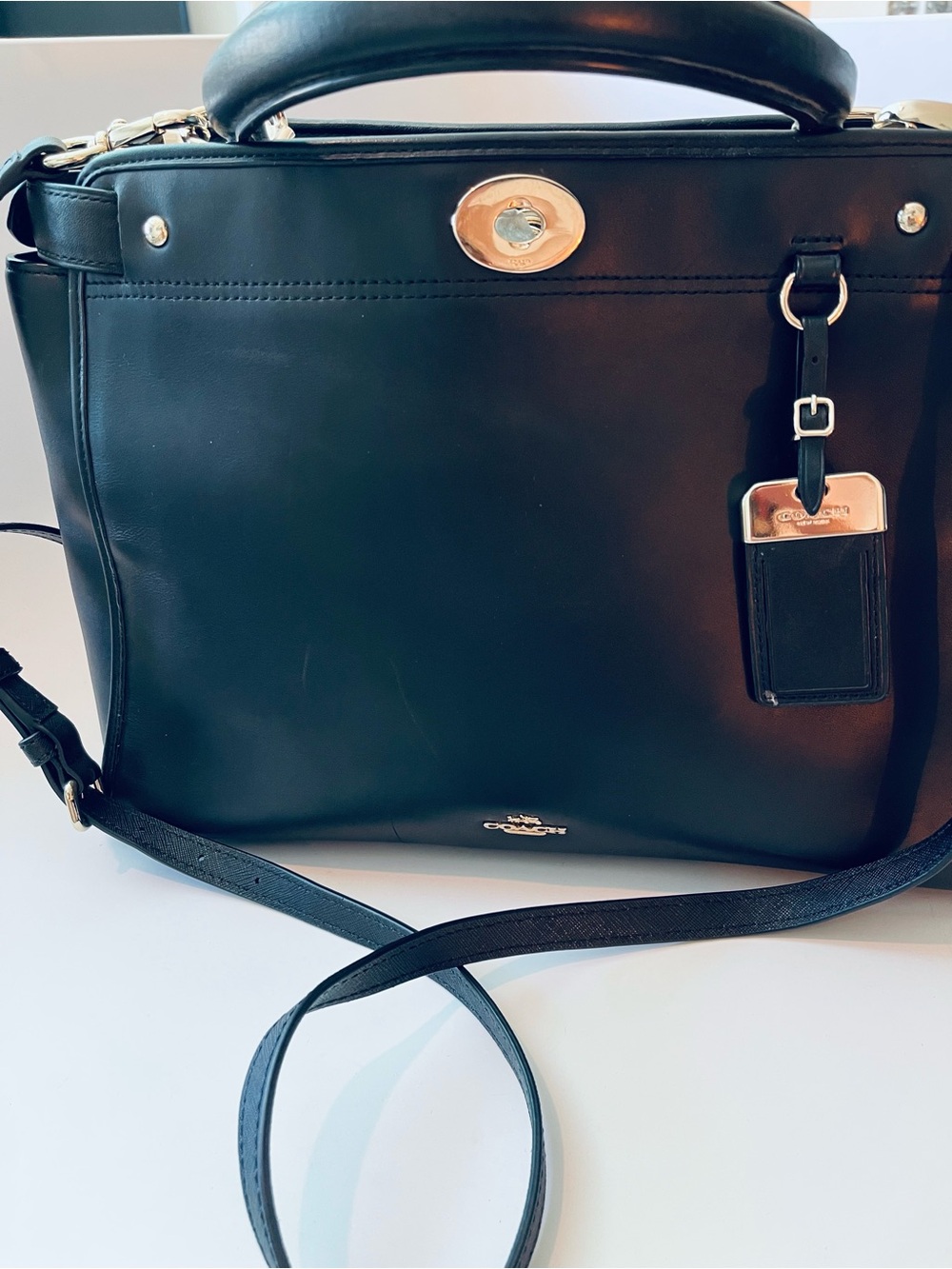 Coach Black Leather Structured Coach large gramercy satchel